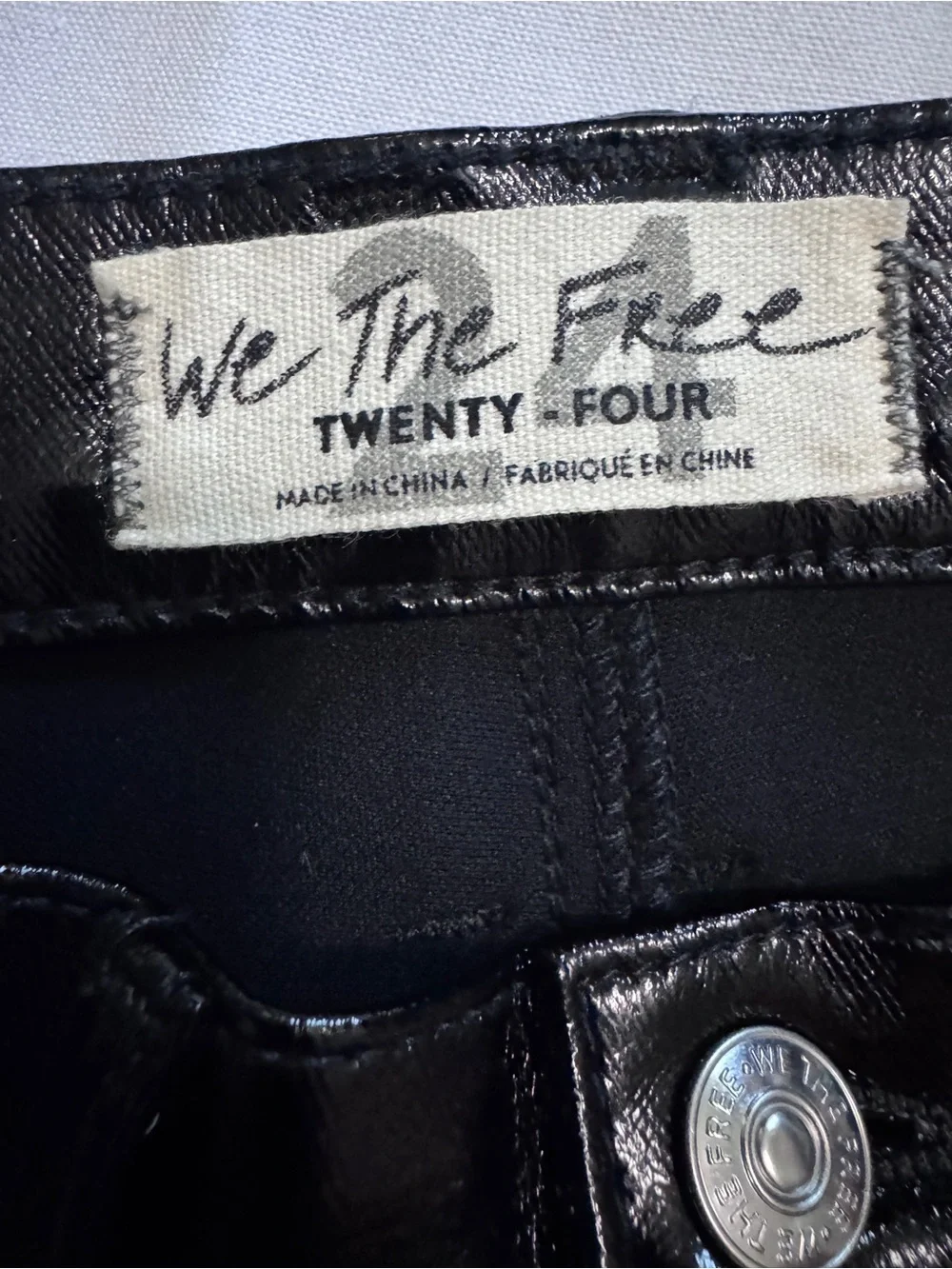 Free People We The Free Black Phoenix Coated leather Jeans pants size 24 EUC